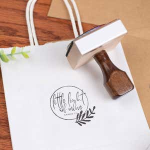 Custom business stamp on bag - 2" by 2"