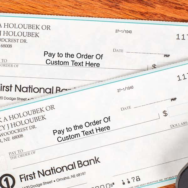 Pay to the Order Of Impression on a Check 