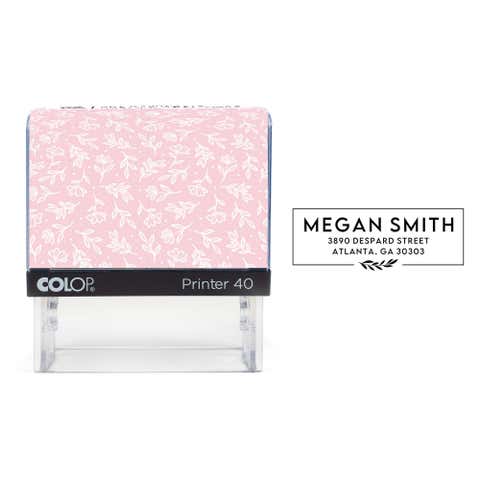 Mallory Modern Address Stamp with Leaf Frame