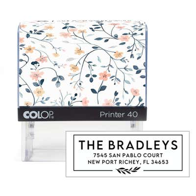 Mallory Modern Address Stamp with Leaf Frame  - alternate view
