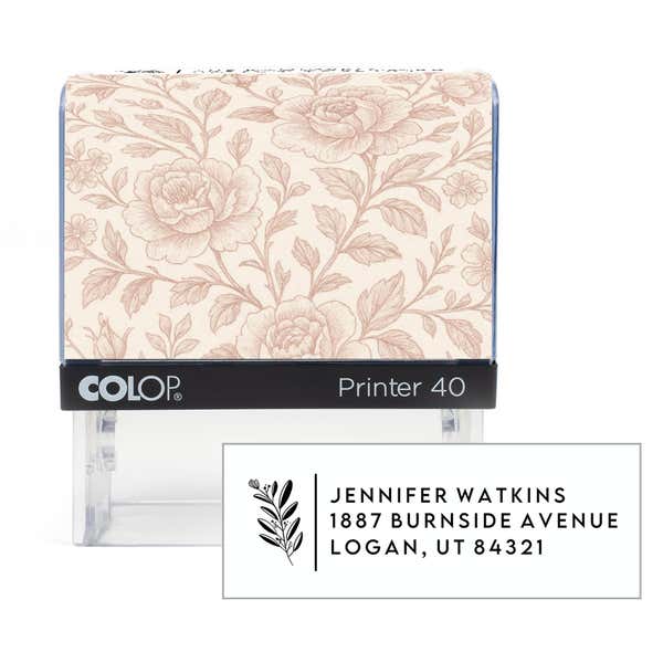 Modern Botanical Address Stamp