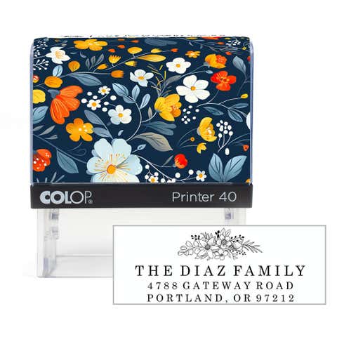 Traditional Floral Address Stamp