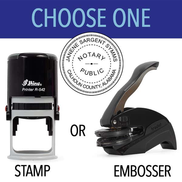 Alabama Notary Seal - Choose Stamp or Embosser