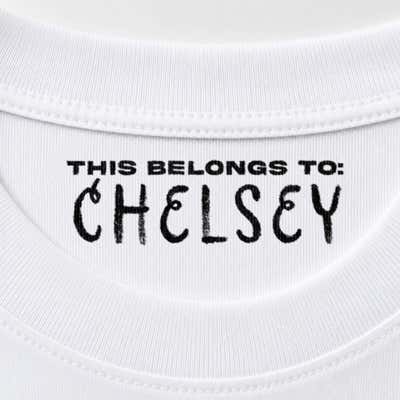 This Belongs To Custom Clothing Name Stamp — Curly Font - alternate view