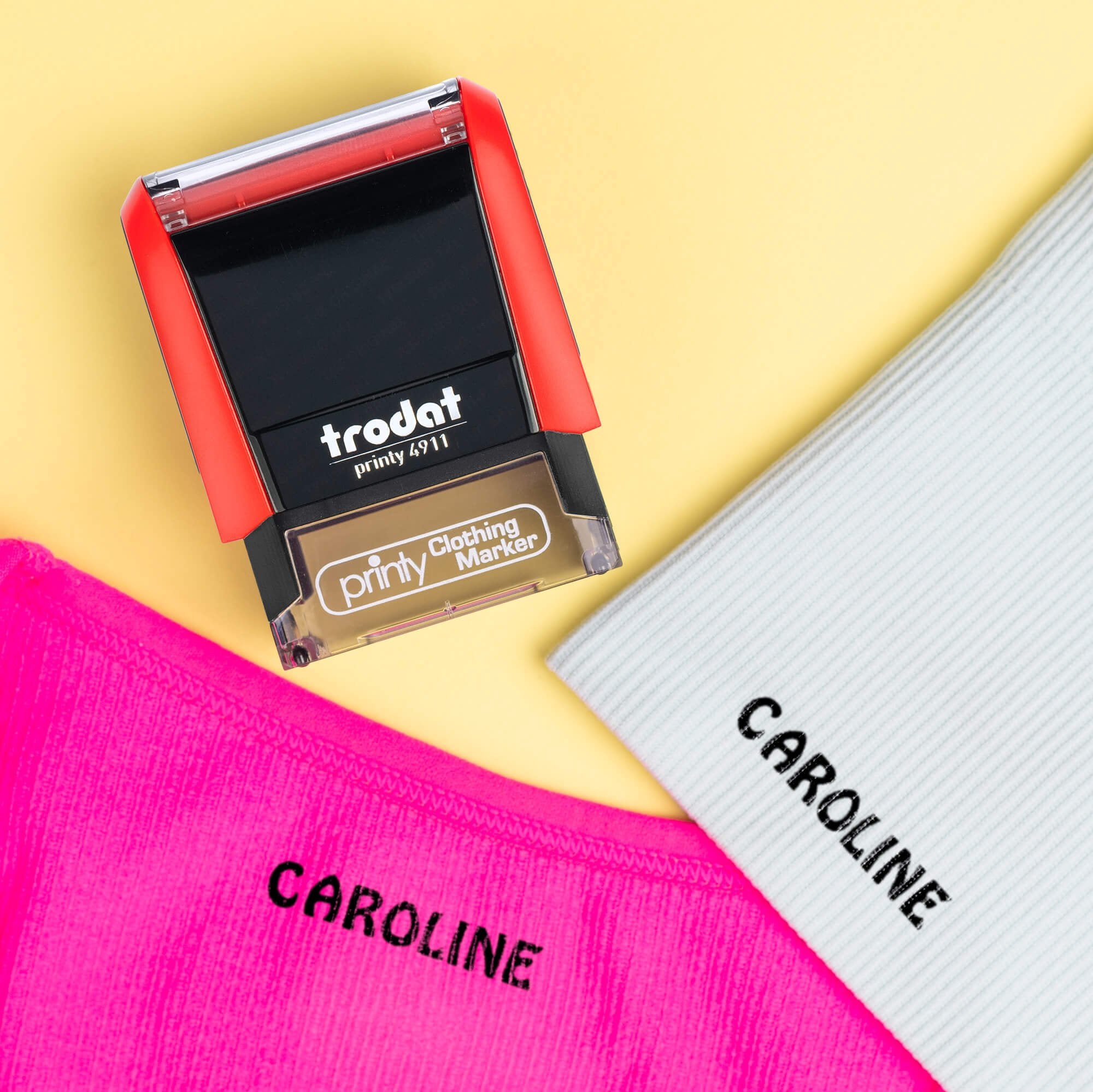 Example of the Trodat 4911 Clothing Name Stamp