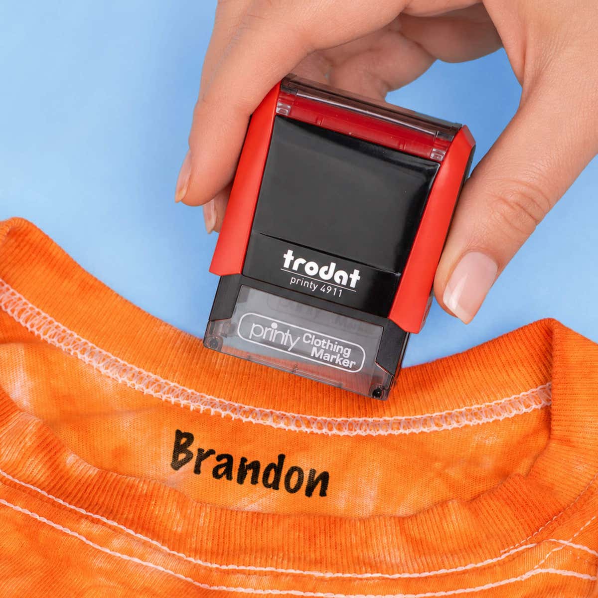 Example of the Trodat 4911 Clothing Name Stamp