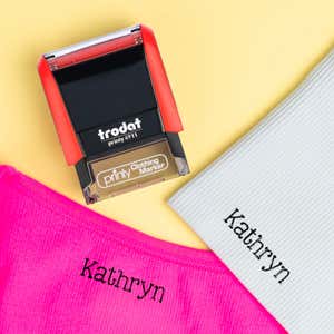Example of the Trodat 4911 Clothing Name Stamp on Various Surfaces
