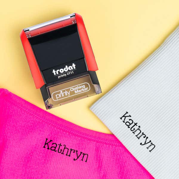 Example of the Trodat 4911 Clothing Name Stamp on Various Surfaces