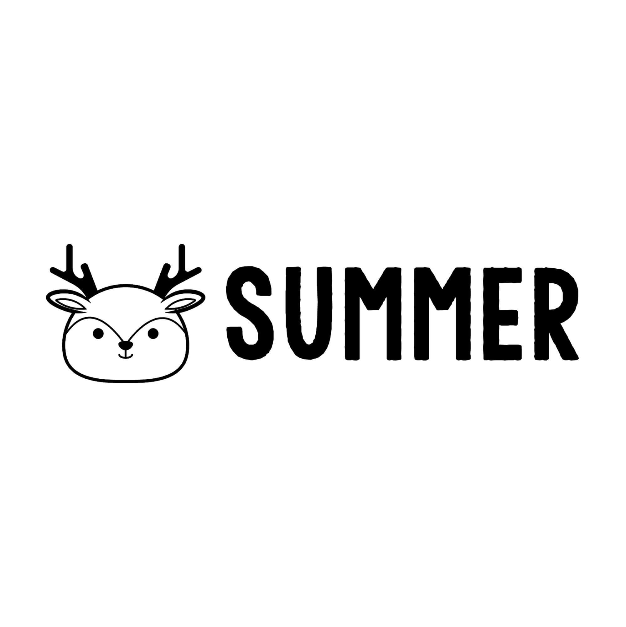 Personalized deer clothing name stamp impression with a deer face and the name Summer