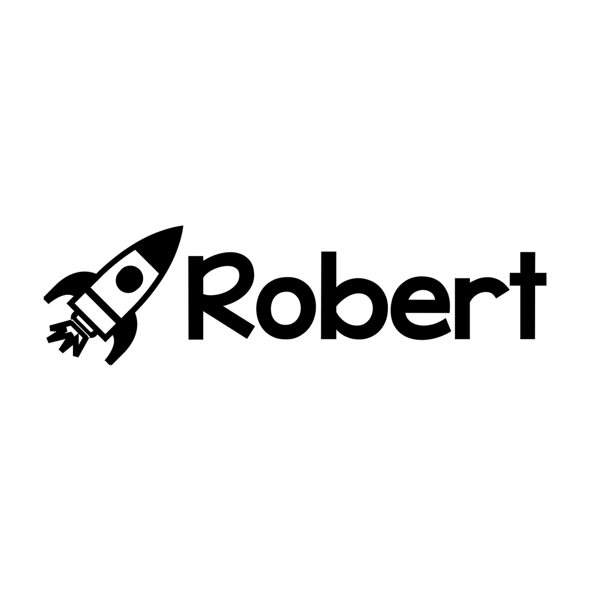 Personalized rocket clothing name stamp impression with a rocket icon and the name Robert