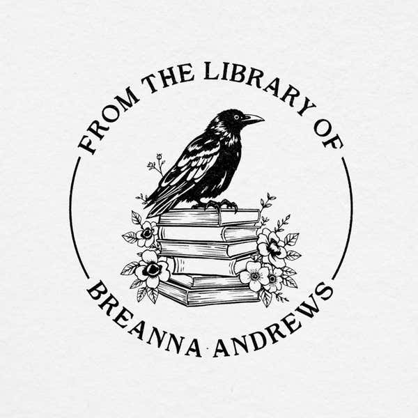Custom Round Wood Handle Book Stamp - Design 5