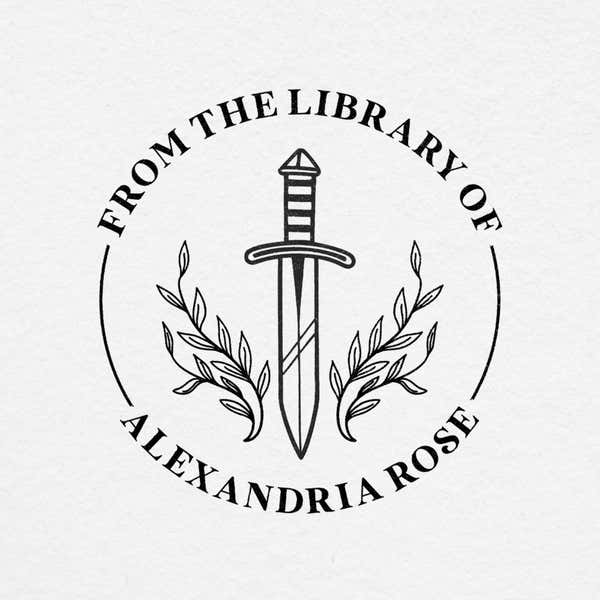 Custom Round Wood Handle Book Stamp - Design 6