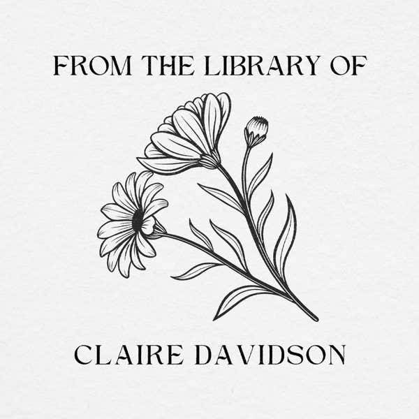 Custom Floral Wood Handle Book Stamp - Design 1