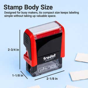 Infographic of Trodat 4911 Clothing Stamp with Exact Size Dimensions