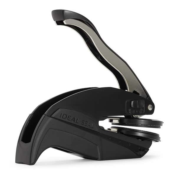 Rear angled view of the Williams Monogram Round Return Address Embosser