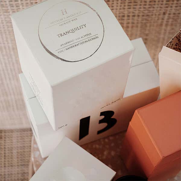  3" x 3"  Stamp impression on a White box. 