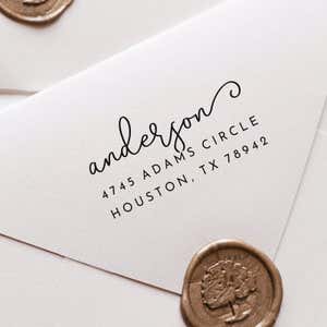 An example of the Anderson Handwritten Address Stamp impression on an envelope