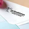 Gallopin’ Goucho Custom Address Stamp on Light Blue Envelope