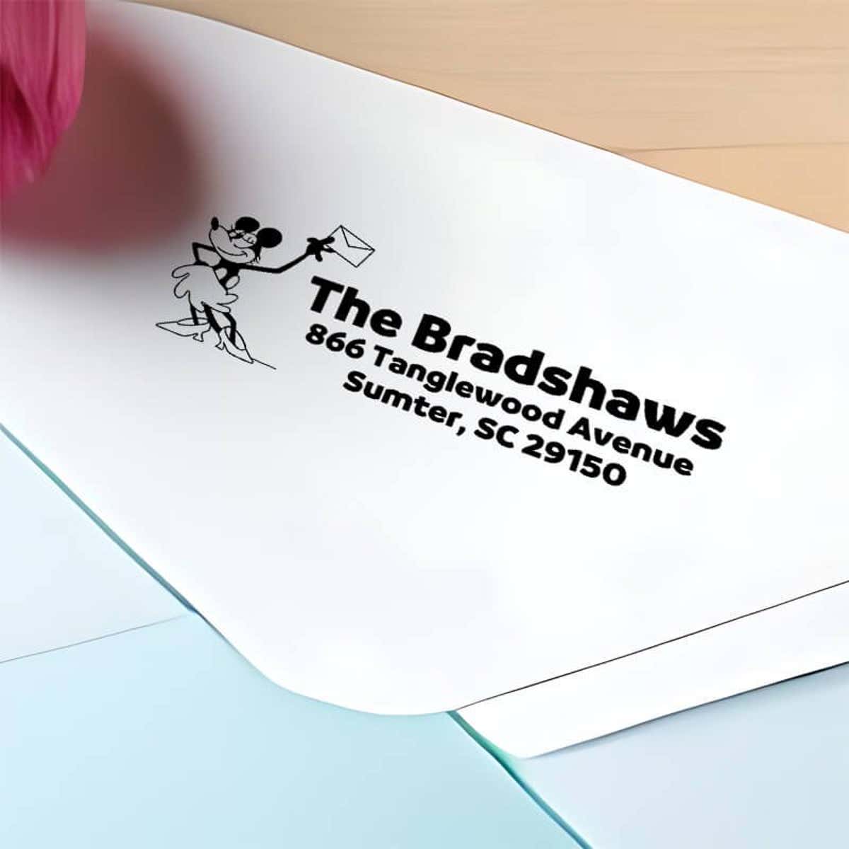 Gallopin’ Goucho Custom Address Stamp on Light Blue Envelope