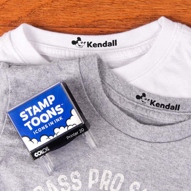 Steamboat Willie Custom Clothing Stamp Impression on White and Grey Shirt