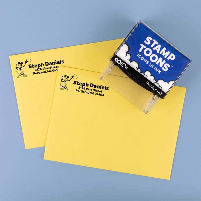 Gallopin’ Goucho Custom Address Stamp on Yellow Envelopes