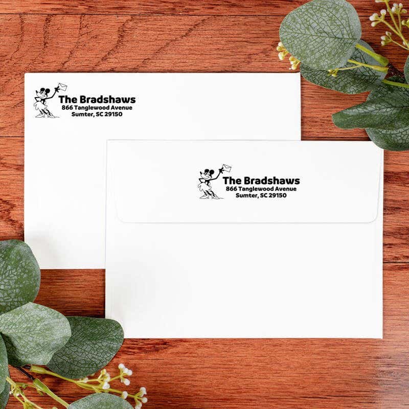 Gallopin’ Goucho Custom Address Stamp on Front and Back of Two Envelopes