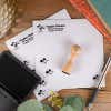 Overhead shot of Steamboat Willie Envelope Accent Craft Stamp Stamped on Envelope Next to Black Ink Pad