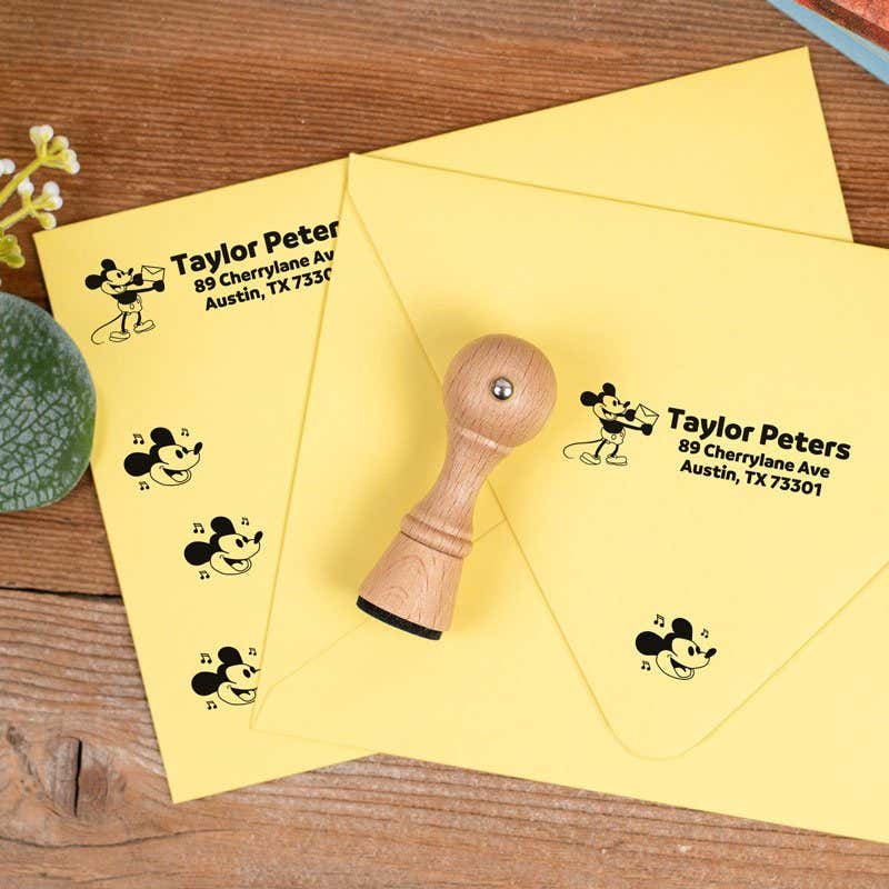 Steamboat Willie Envelope Accent Craft Stamp Stamped on Yellow Envelope