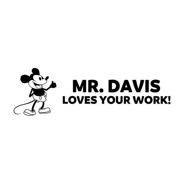 Steamboat Willie Custom Teacher Stamp Design on White Background