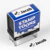 Overhead Shot of Steamboat Willie Custom Clothing Stamp Impression Next to Stamp Body