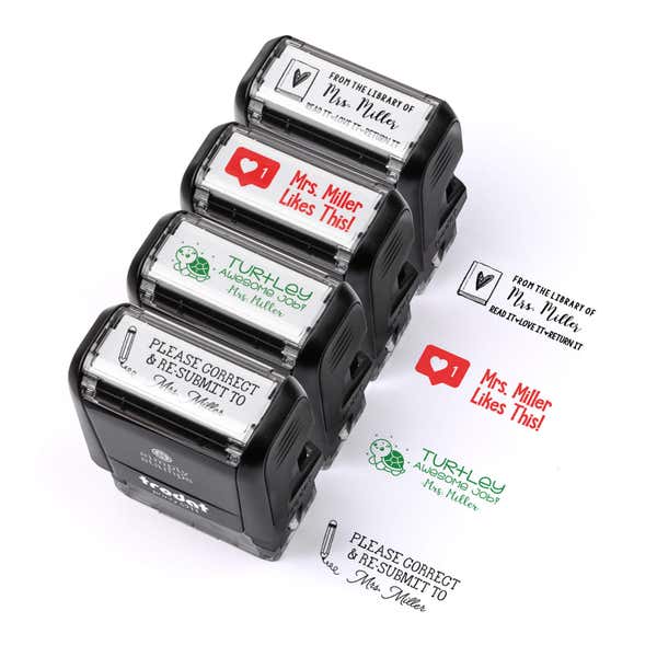 Personalized Classroom Stamp Set – Custom Self-Inking 4-Pack