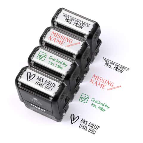 Personalized Teacher Grading Stamp Set – Custom Self-Inking 4-Pack