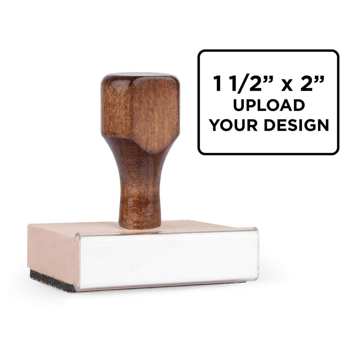 1.5" x 2" custom wood handle stamp for logo, branding, and custom design