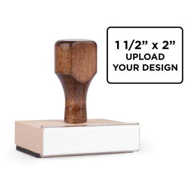 1.5" x 2" custom wood handle stamp for logo, branding, and custom design