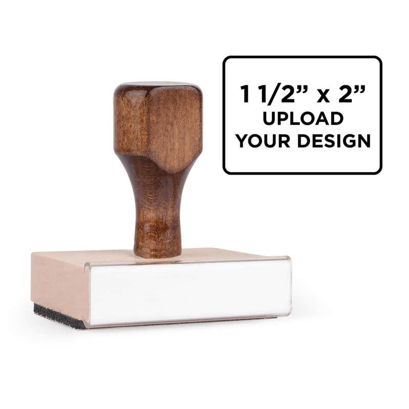 1.5" x 2" custom wood handle stamp for logo, branding, and custom design