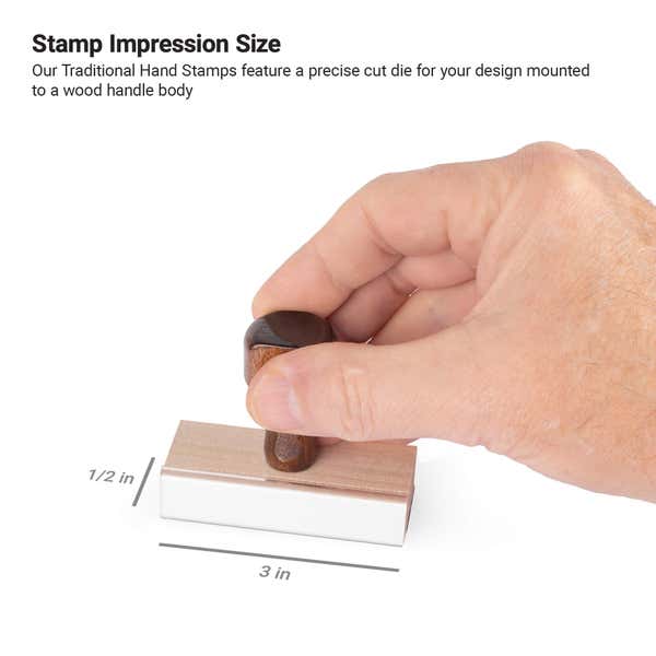 1/2" x 3" wood handle stamp ideal for one line text designs