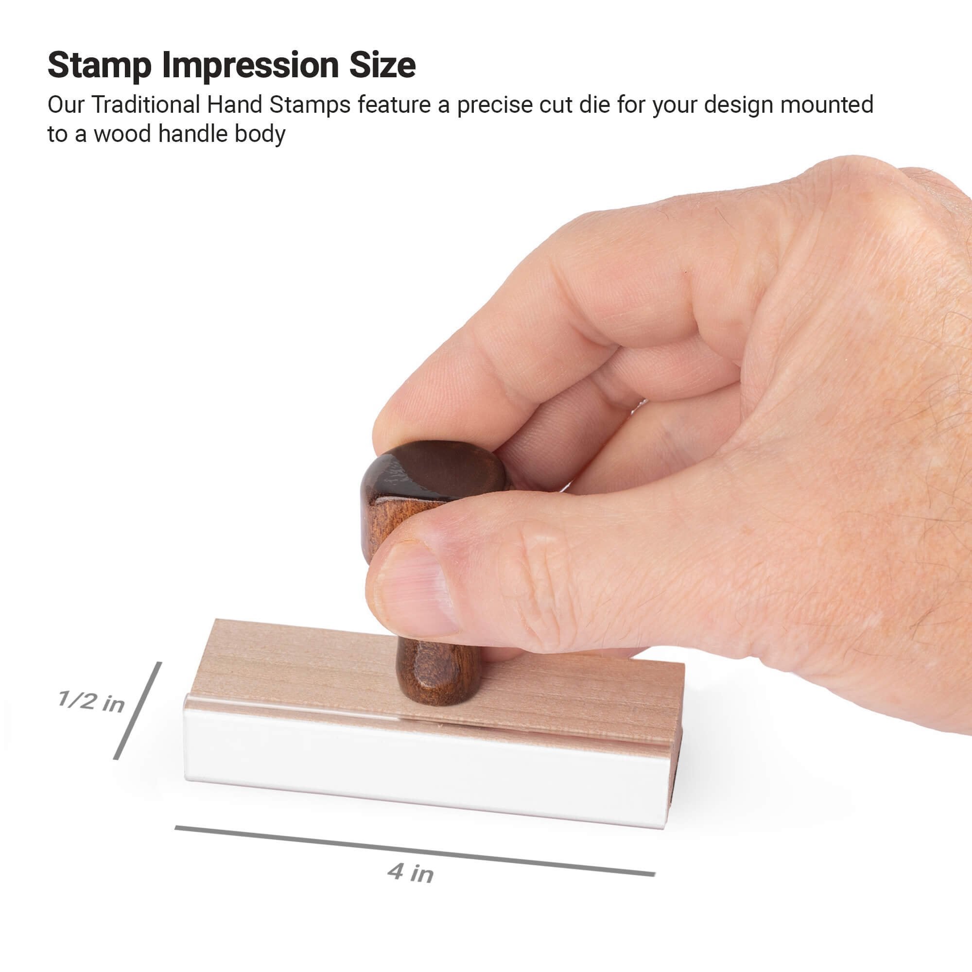 1/2" x 4" wooden stamp size guide 