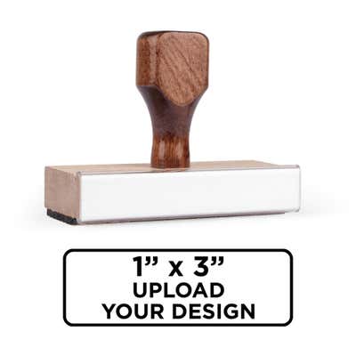 1" x 3" custom wood stamp with wood handle for logo and custom design