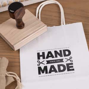 wooden rubber stamp used for small business handmade branding