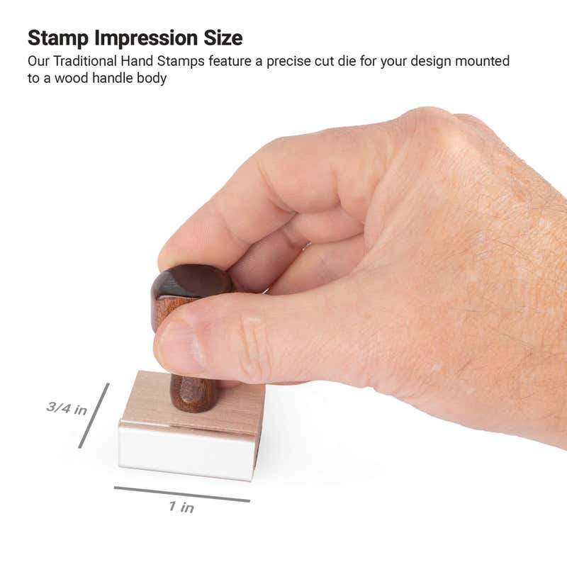 Size guide for 3/4" x 1" wood stamp 