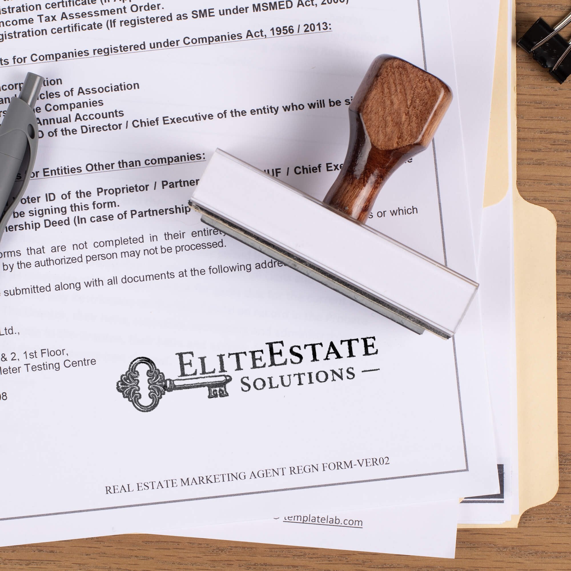 Example of a 3/4 inch by 3 inch stamp impression on paper Example of a 3/4 inch by 3 inch stamp impression on paper