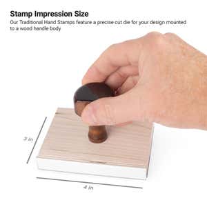 Size of the 3 inch by 4 inch wooden rubber stamp