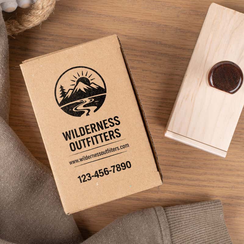 Wooden custom stamp for branding a box