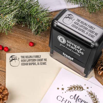 Sketch Snowman Holiday Return Address Stamp - alternate view
