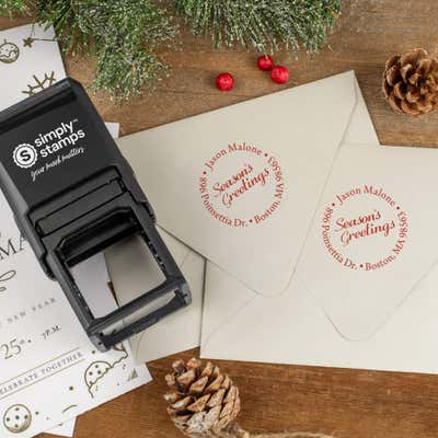 Season's Greetings Holiday Return Address Stamp - alternate view