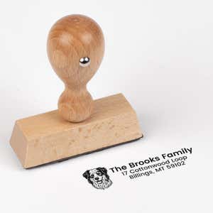 Wood Handle Address stamp with dog impression