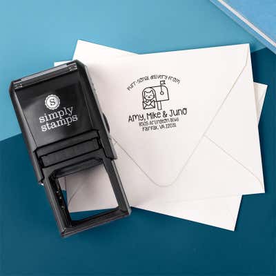 Cat Return Address Stamp - alternate view