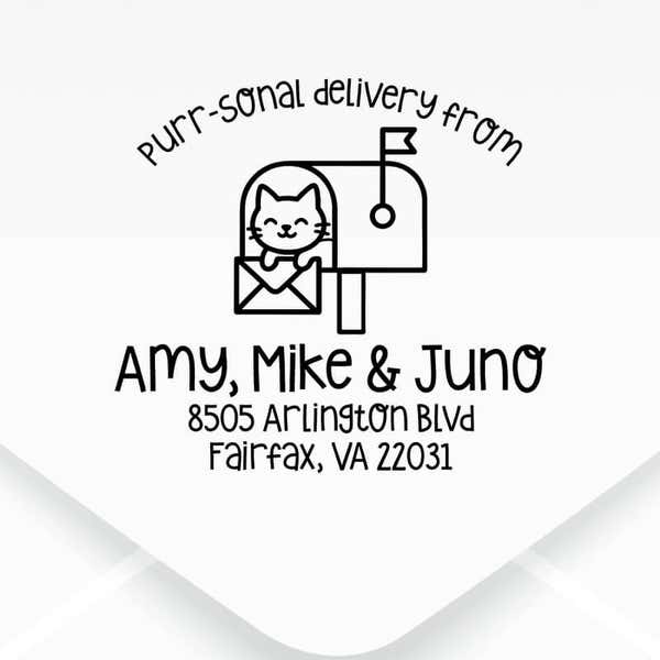 Cat Return Address Stamp