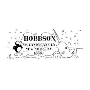 Cartoon Penguin 1.5" Address Stamp