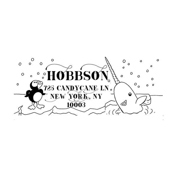 Cartoon Penguin 1.5" Address Stamp